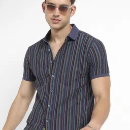 campus sutra Men Regular Fit Striped Spread Collar Casual Shirt-picture-14