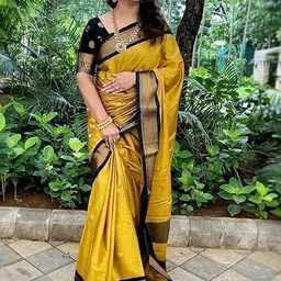 houseofcommon Temple Border Bollywood Cotton Silk Saree image 4
