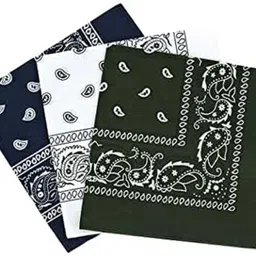 Bismaadh Paisley Print Cotton Bandana Fashion Soft Stretch Head Wrap Headband Hair Band for Men & Women ["Green","Blue","White"] Handkerchief-image-14
