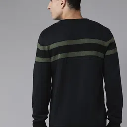 roadster Men Striped Round Neck Blue, Green Sweater image 4