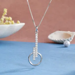 Femme Jam 925 Sterling Silver Zirconia Crystal Designer Pendant & Chain Necklace Princess White Gold Precious Necklace-image-1
