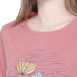 star touch Women Printed Round Neck Cotton Blend Red T-Shirt image 5