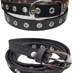 sulit Women Evening, Party, Formal, Casual Black Artificial Leather, Canvas Belt-picture-12