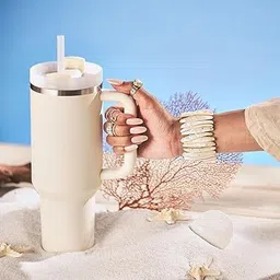 munoo Tumbler with Handle and Straw Lid 40oz Double Wall Stainless Steel Water Bottle Stainless Steel Tumbler image 4