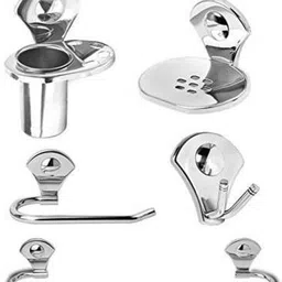 seltix Accessories Set Combo of 5 ( Set of 1 ) Robe Hook / Soap DIsh / Tumbler Holder / Towel Ring / Towel Rod Silver Towel Holder silver Towel Holder Stainless Steel SILVER Towel Holder-picture-15