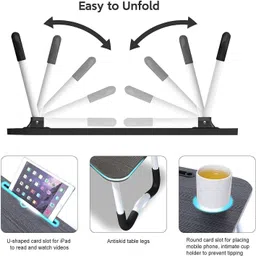 makd Multipurpose Foldable with Cup Holder, Study , Bed Wood Portable Laptop Table image 4