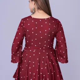 creationesh Casual Slit Sleeves Printed Women Maroon, White Top image 4