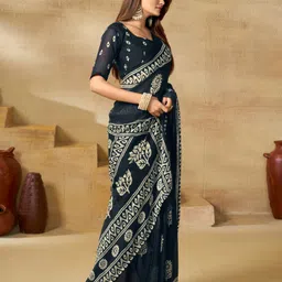 samah Floral Print Daily Wear Georgette Saree image 3