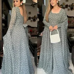 jakhifashion Printed Georgette Stitched Anarkali Gown image 3