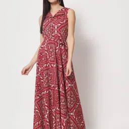 rudraaksha Women A-line Red Maxi/Full Length Dress-picture-26