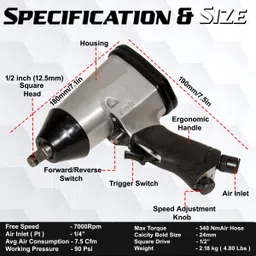 digital craft Pneumatic Impact Wrench Kit,Air Blow Gun,Air Blow Gun DG10 Pneumatic Impact Wrench image 4
