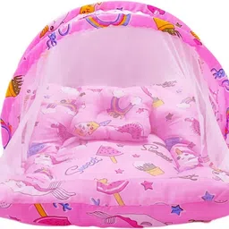 sakib Baby Mosquito Pink Net with Soft Pillow Cotton Washable Infants Mosquito Net image 4