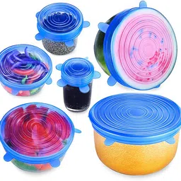 stolplit Reusable Silicone Lids – Pack of 6 Airtight Food Covers for Bowls & Containers Mixer Jar Lid image 2