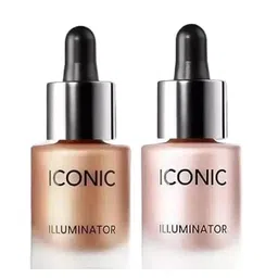 AHDAM Pack of 2 Iconic Illuminator Drops – Glow Liquid Highlighters for Radiant Face Makeup Iconic Highlighter Liquid Face and Body Waterproof |3D Glow Bridal Makeup Highlighter image 1