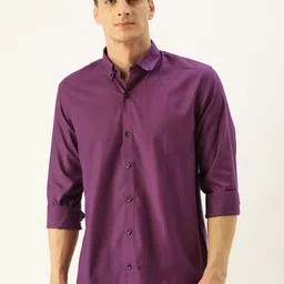SOJANYA Men Purple Classic Regular Fit Solid Casual Shirt-picture-19