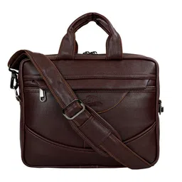 Leather World Unisex Brown 14 inch Solid Office Laptop Bag-picture-26