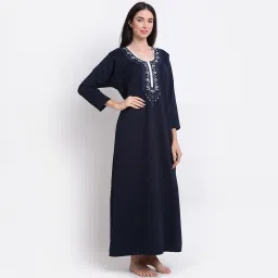 Secret Wish Women's Navy Blue Woolen Nighty (Free Size) image 2