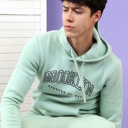 HIGHLANDER Men Sea Green Printed Hooded Sweatshirt-picture-22