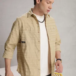 WROGN Self Striped Pure Cotton Casual Shirt-picture-27