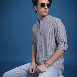 The Roadster Lifestyle Co. Men Classic Striped Pure Cotton Casual Shirt-image-93