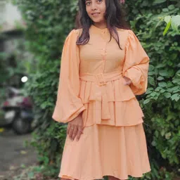 Tokyo Talkies Women Attractive Peach Solid Dress-picture-34