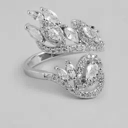 DressBerry Stone Studed Leaf-Shaped Finger Ring-picture-27