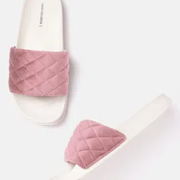 Van Heusen Woman Quilted Open Toe Flats with Velvet Finish-picture-28