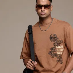 The Roadster Life Co. Graphic Printed Drop-Shoulder Sleeves Pure Cotton Relaxed T-shirt-picture-50
