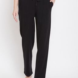 Hypernation Women Black Solid Lounge Pants-picture-13