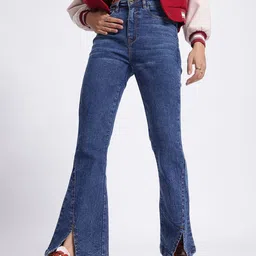 glitchez Women 70s Flared Fit Slit Hem Jeans-image-21