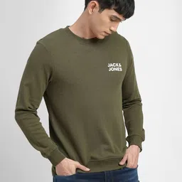 Jack & Jones Men Olive Green Brand Logo Printed Sweatshirt-picture-15
