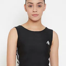 AGIL ATHLETICA Black & White Solid Non-Wired Removable Padding Workout Bra-picture-19