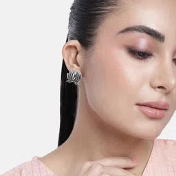 Estele Rhodium-Plated Floral Studs Earrings-picture-29