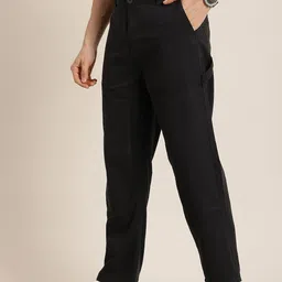 HERE&NOW Men Pure Cotton Relaxed Fit Chinos Trousers-picture-10