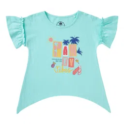 Cub McPaws Girls Sea Green Printed Round Neck T-shirt-picture-43