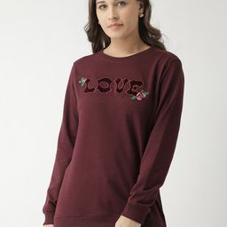 Club York Women Burgundy Solid Sweatshirt-picture-2