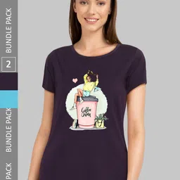 CHOZI Pack Of 2 Graphic Printed Bio Finish Cotton T-shirt-picture-14