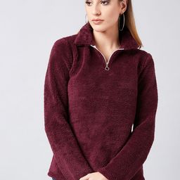 Athena Women Burgundy Solid Sweatshirt-picture-37