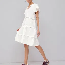 DressBerry Cottagecore Tiered Ruffled Pure Cotton A-Line Dress-picture-19