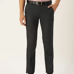 Peter England Men Grey Slim Fit Mid-Rise Formal Trousers-image-42