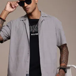 The Roadster Life Co. Relaxed Fit Cuban Collar Corduroy Pure Cotton Casual Shirt-picture-21