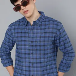 r.code by the roadster life co. R. Code by The Roadster Life Co. Classic Tartan Checked Casual Shirt image 1
