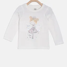 MINI KLUB Girls Off-White Printed Pure Cotton Top-image-72