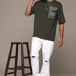The Roadster Lifestyle Co. Printed Drop-Shoulder Sleeves Oversized T-shirt-picture-32