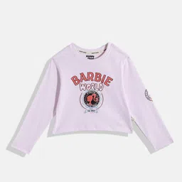 Happy Faces Girls Barbie Print Pure Cotton T-shirt-picture-36