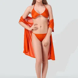 Romaisa Women Orange Short Sleeve Solid Nightdress-image-84