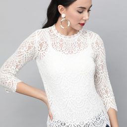 STREET 9 Women White Self Design Top-picture-34