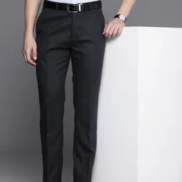 Raymond Men Checked Slim Fit Formal Trousers-image-43