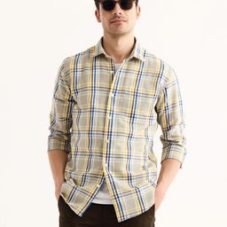 Red Flame Tartan Checked Cotton Linen Casual Shirt-picture-12