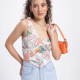 glitchez Boho Knots Smocked Floral Print Top-picture-17